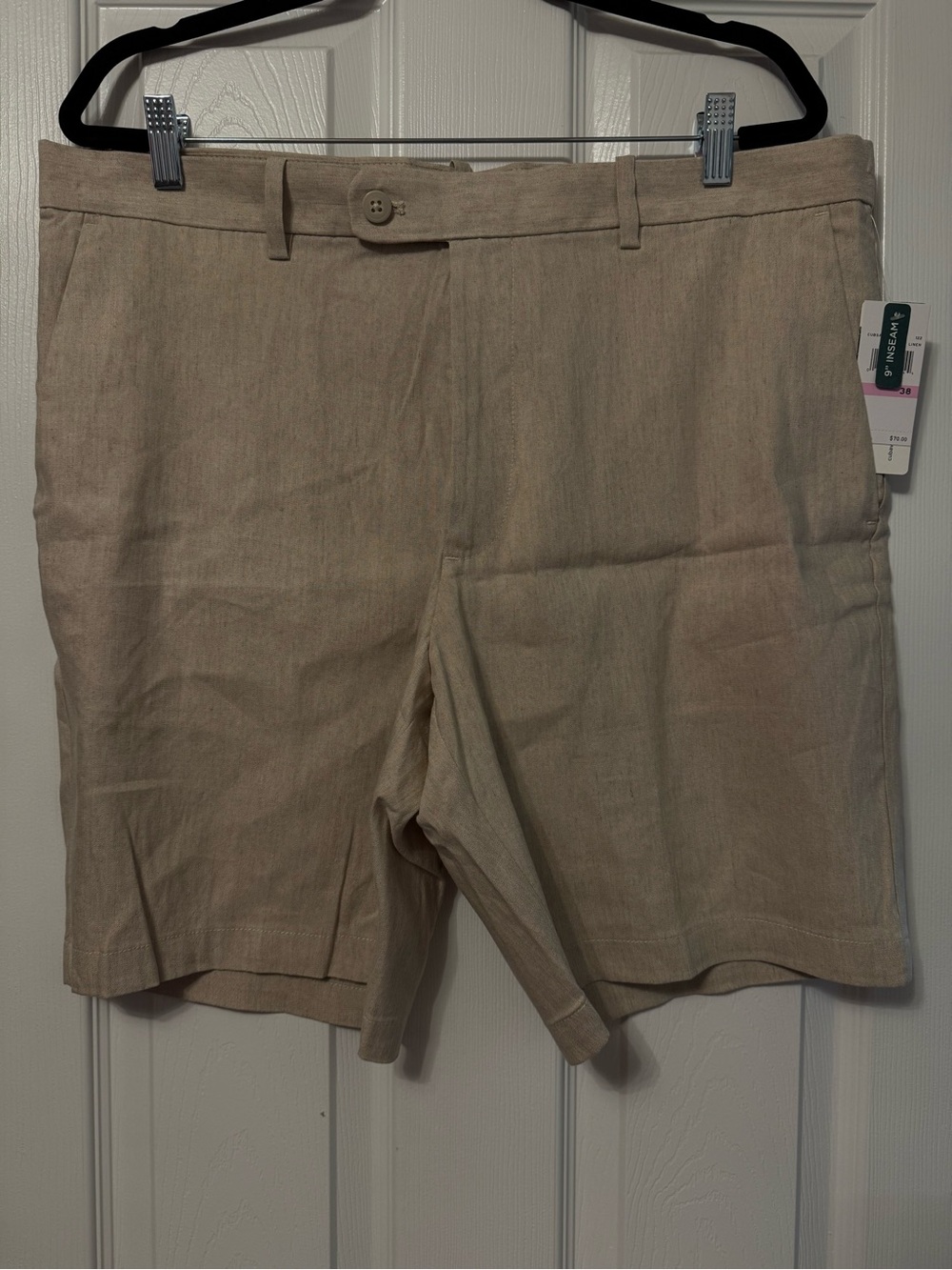 Men's Cubavera Casual Linen-Blend Shorts — Tan size 38